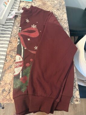 Adult Holiday Sweatshirt - Maroon with Festive Bow & Snowflakes